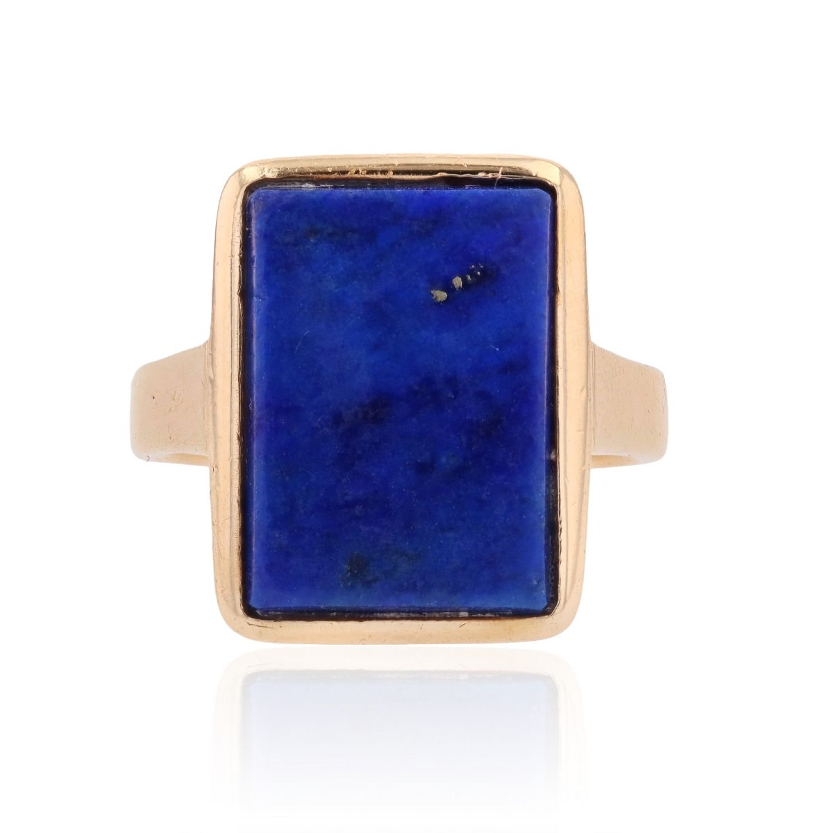 Bague ancienne rectangulaire lapis-lazuli et or