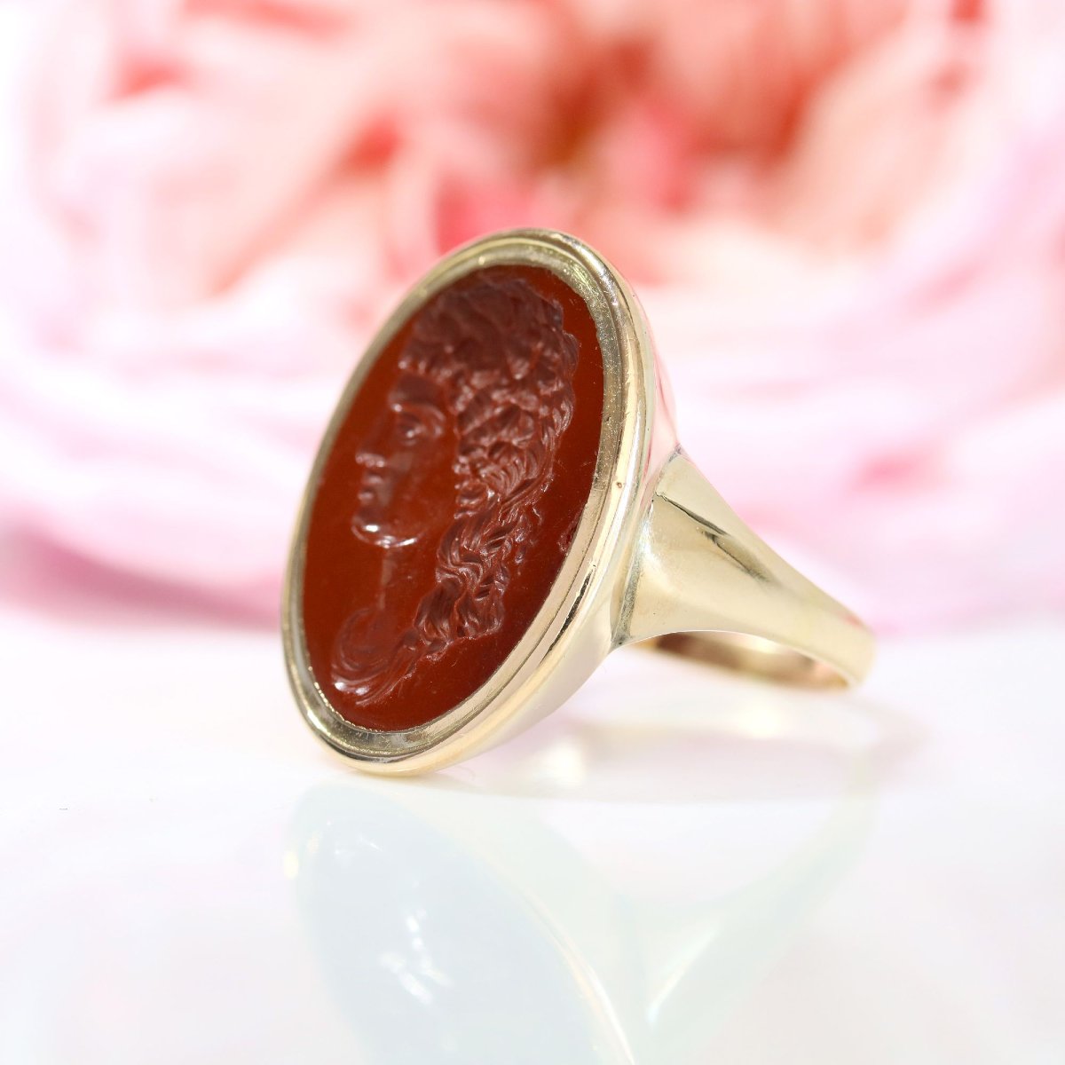 Bague ancienne intaille sur jaspe rouge-photo-4
