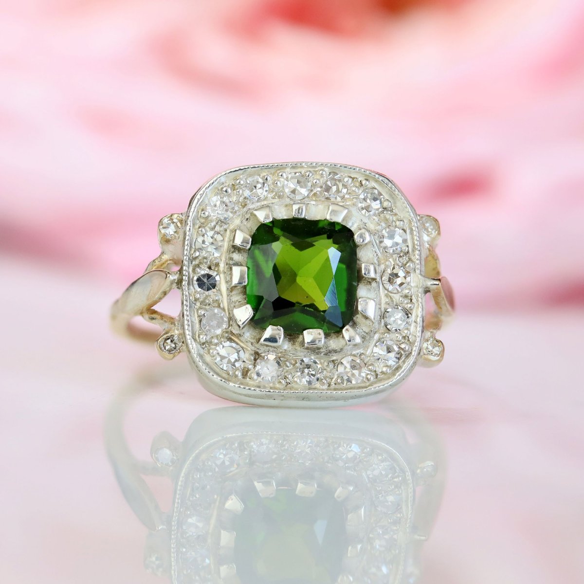 Bague péridot et diamants ancienne-photo-3