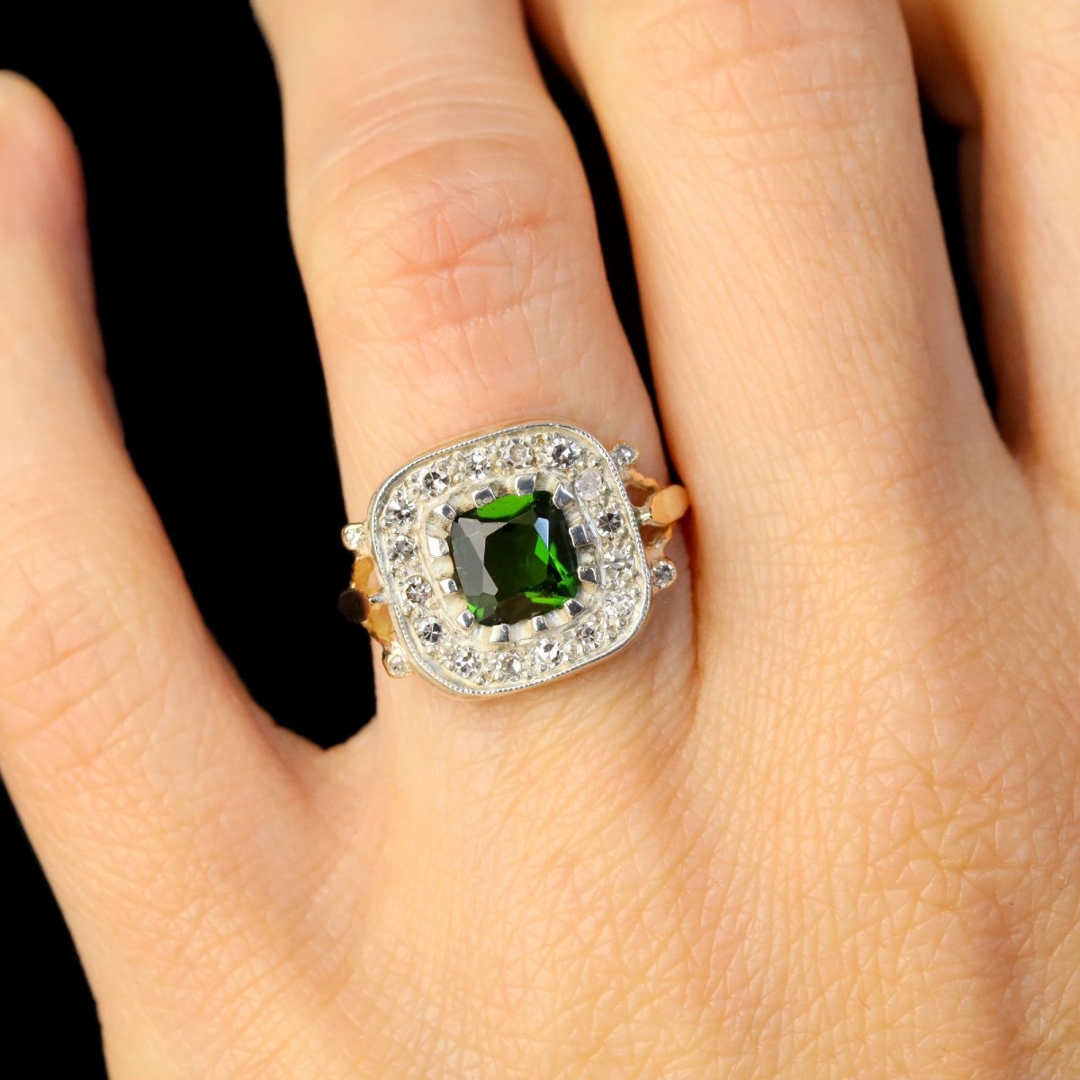 Bague péridot et diamants ancienne-photo-2