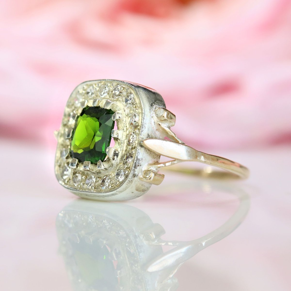 Bague péridot et diamants ancienne-photo-4