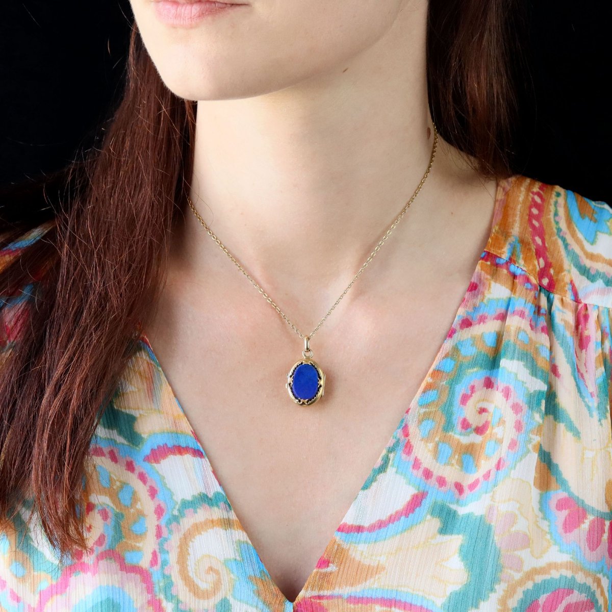 Antique Lapis Lazuli Medallion-photo-4