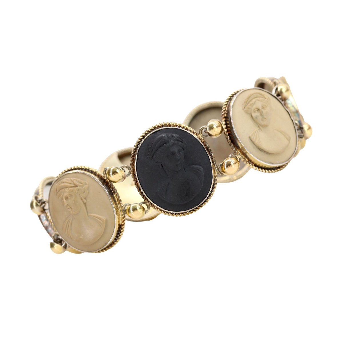 Antique Vermeil Bracelet With Lava Stone Cameos
