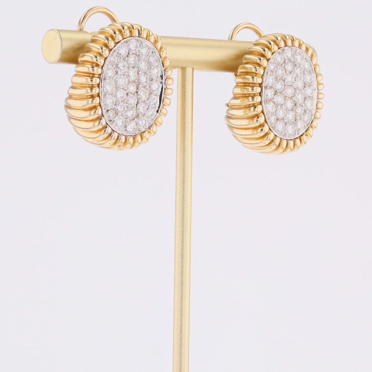 Vintage Platinum Yellow Gold Diamond Earrings-photo-1