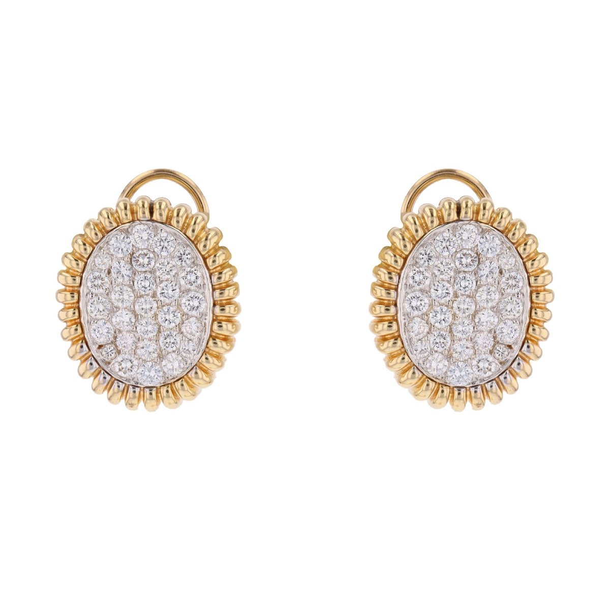 Vintage Platinum Yellow Gold Diamond Earrings