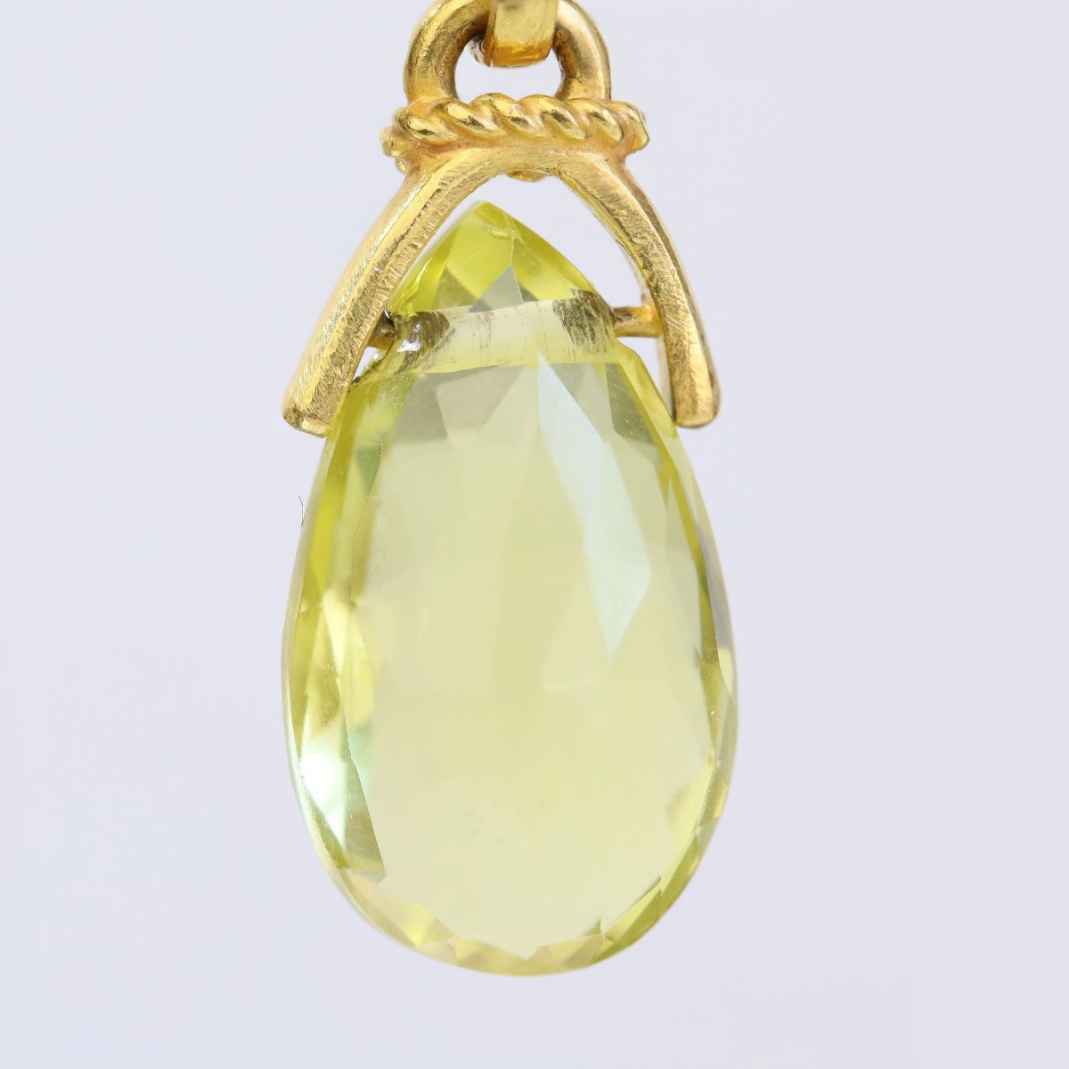 Matte Gold And Faceted Lemon Quartz Earrings-photo-3
