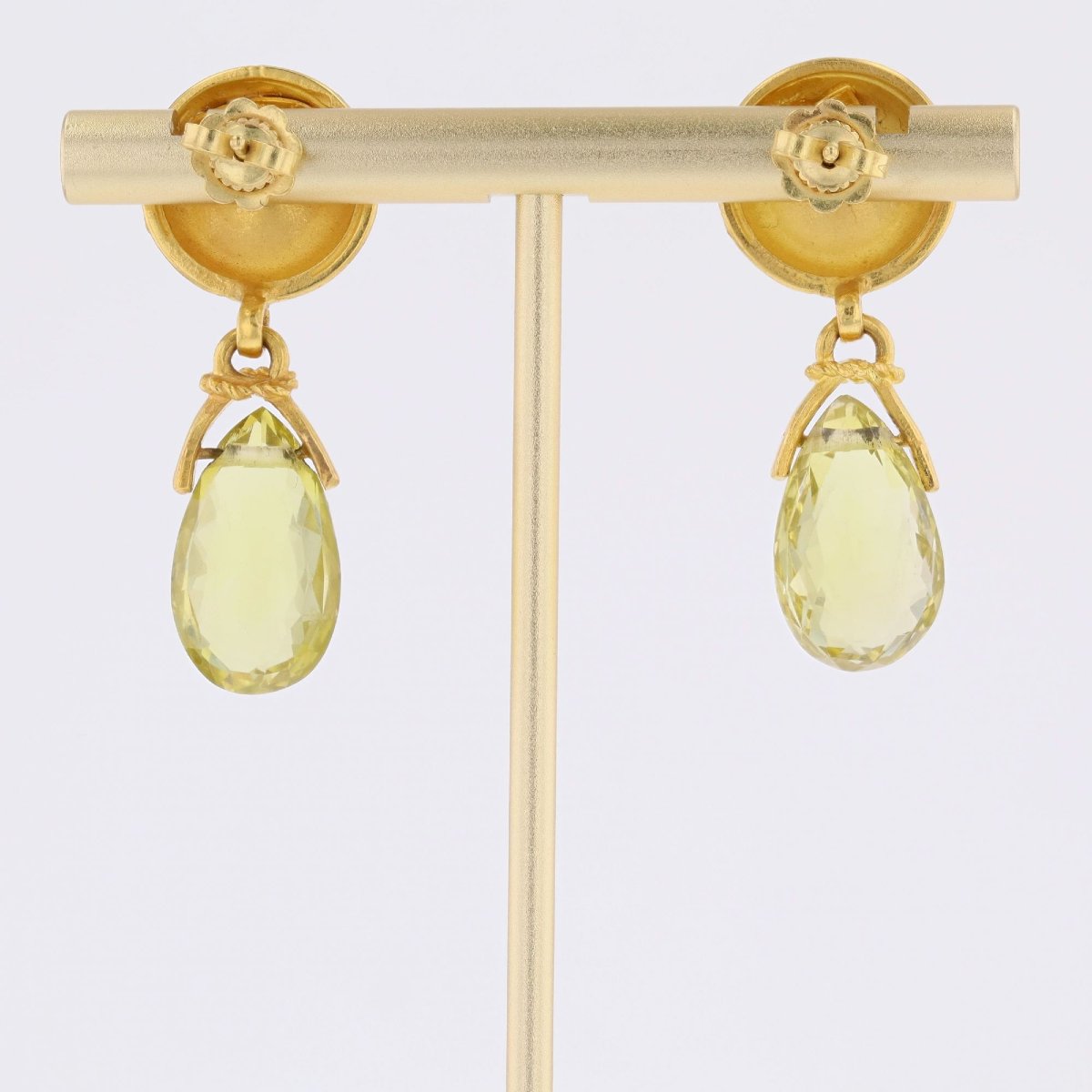 Matte Gold And Faceted Lemon Quartz Earrings-photo-6