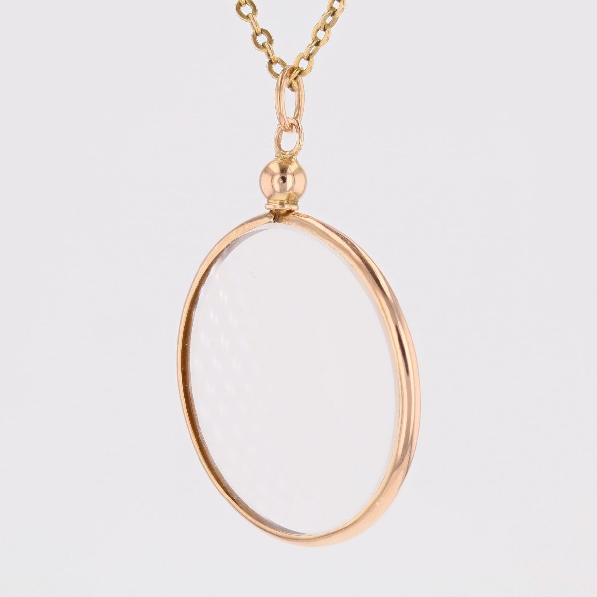 Pendentif rond verre et or rose-photo-4
