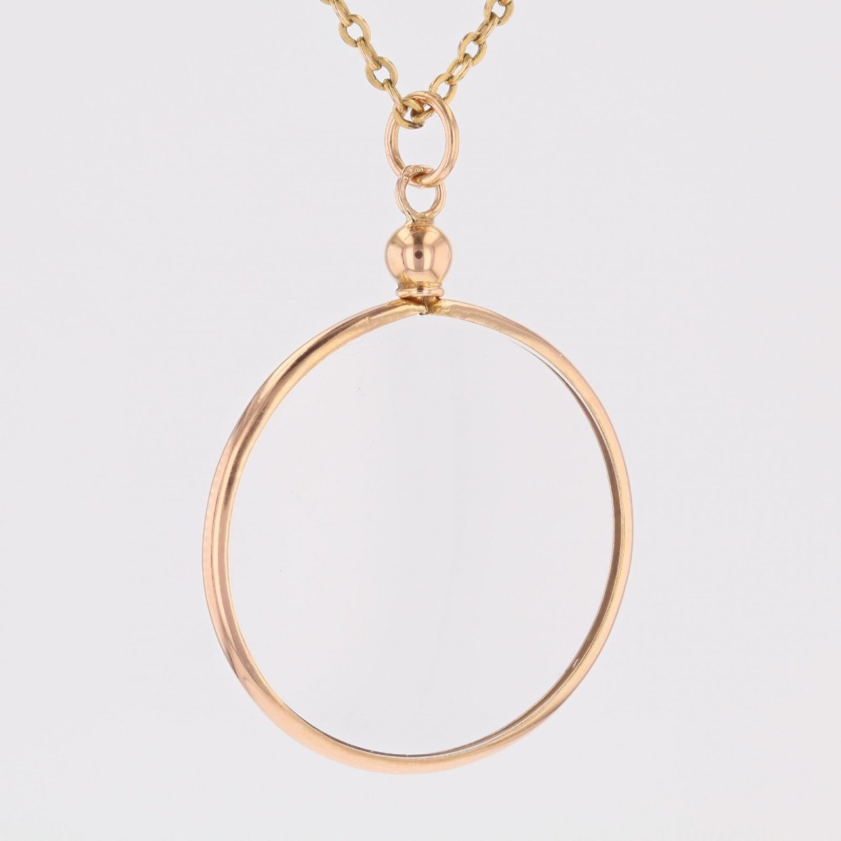 Pendentif rond verre et or rose-photo-1