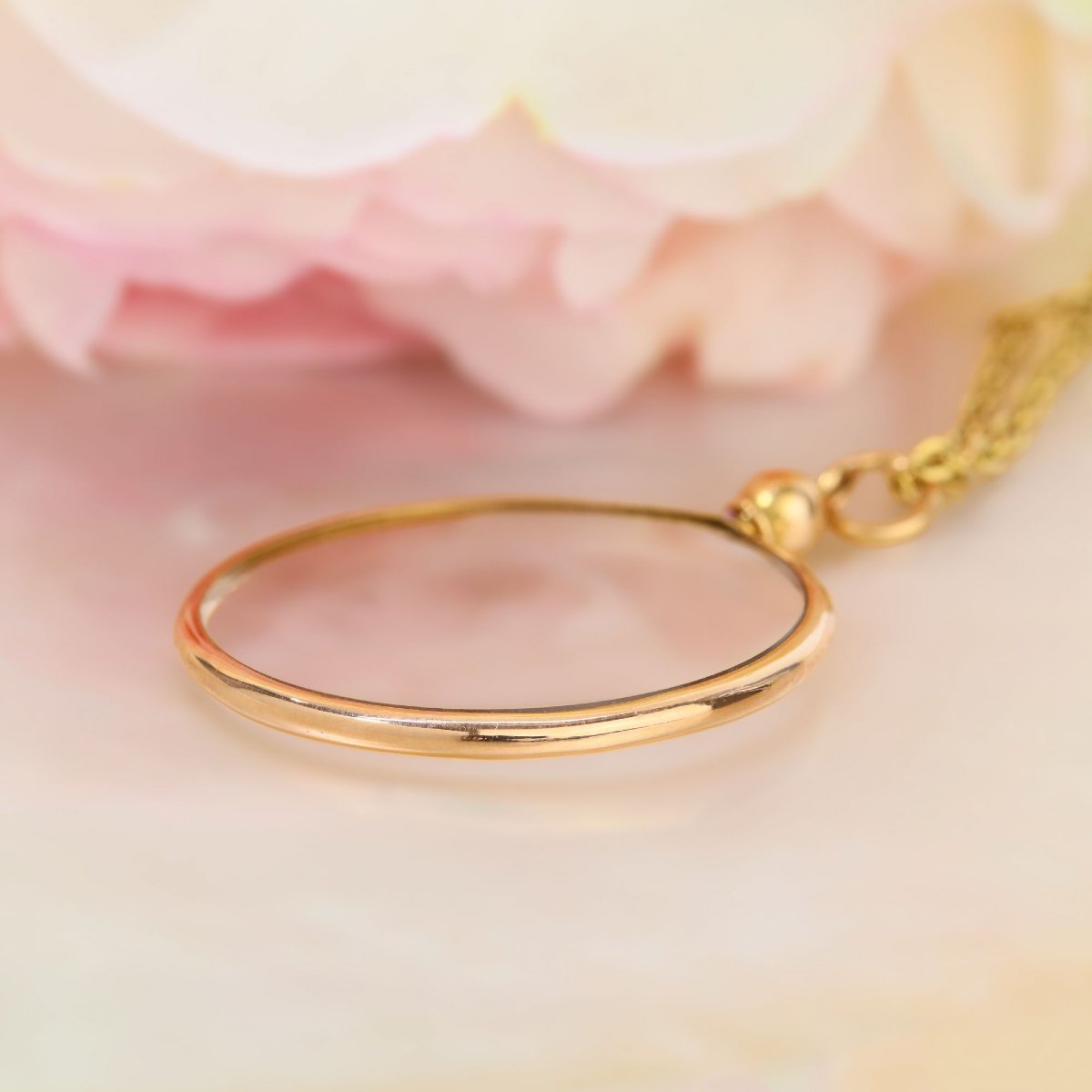 Pendentif rond verre et or rose-photo-3