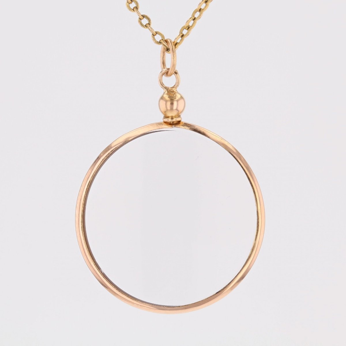 Pendentif rond verre et or rose-photo-5
