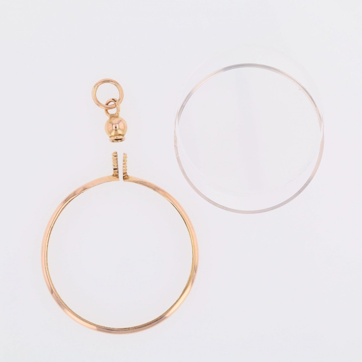 Pendentif rond verre et or rose-photo-6