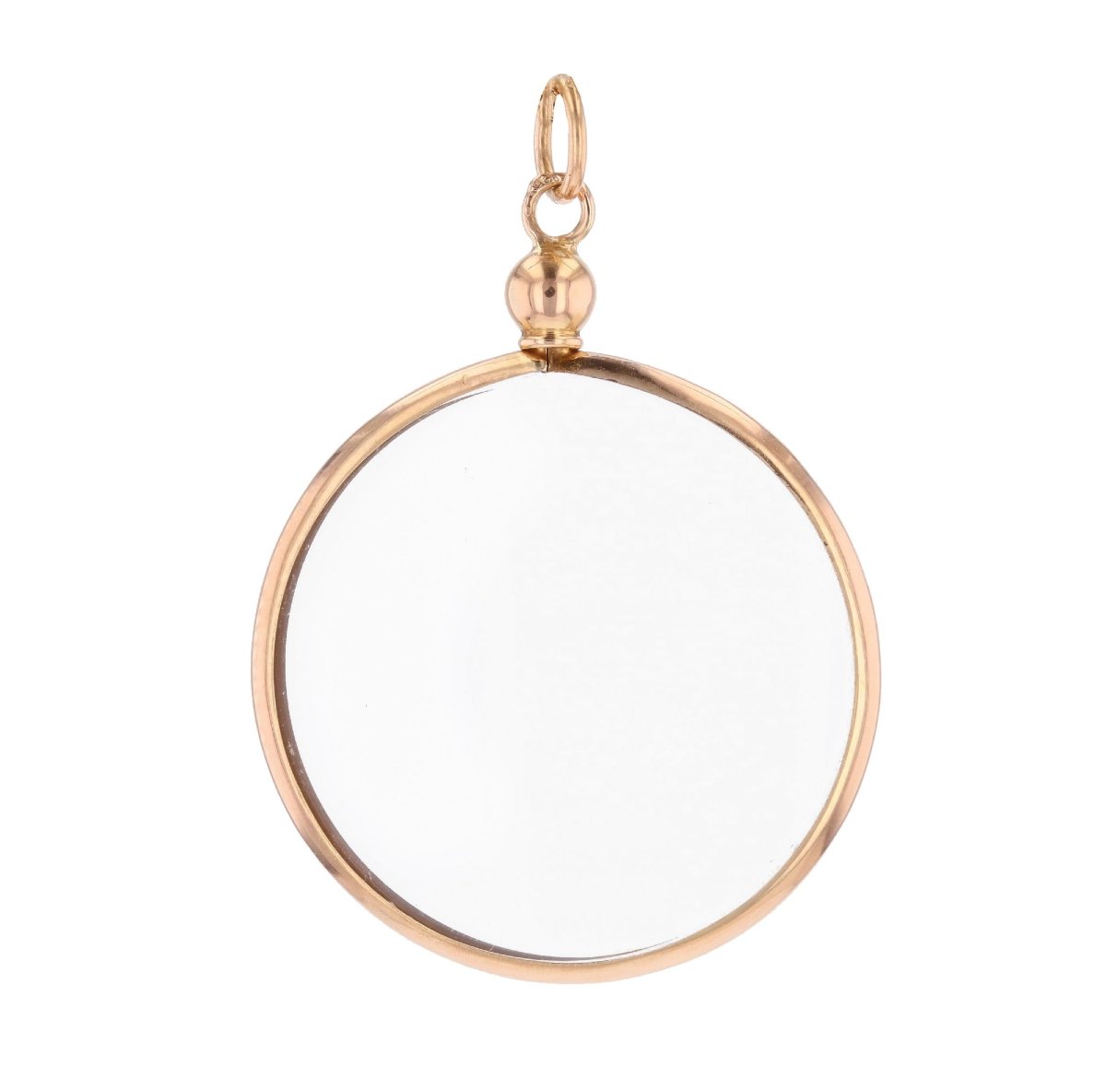 Pendentif rond verre et or rose