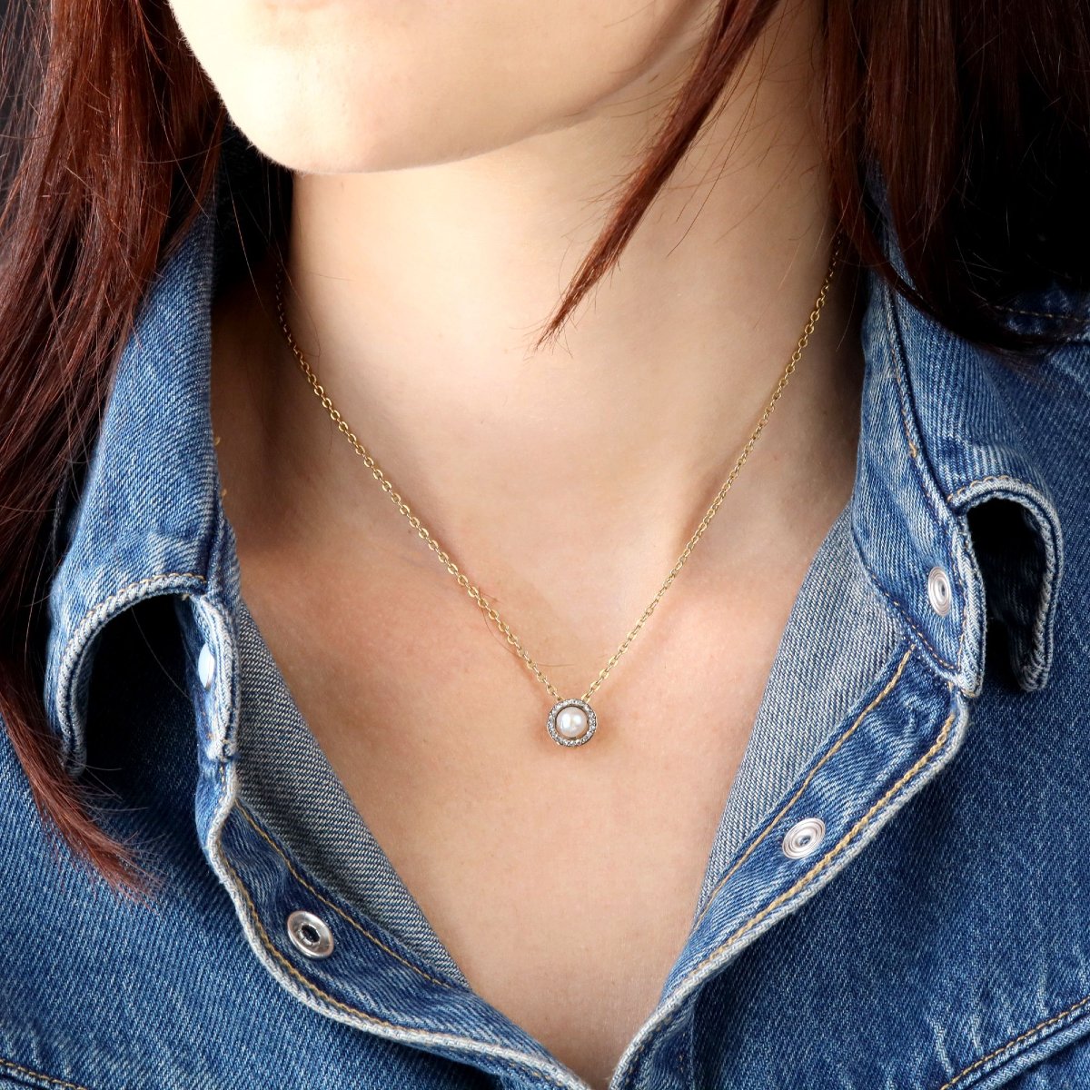 Pendentif ancien rond perle fine diamants-photo-2