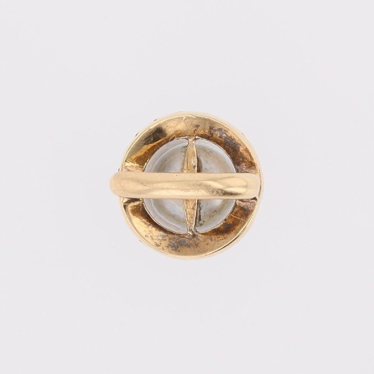 Pendentif ancien rond perle fine diamants-photo-5