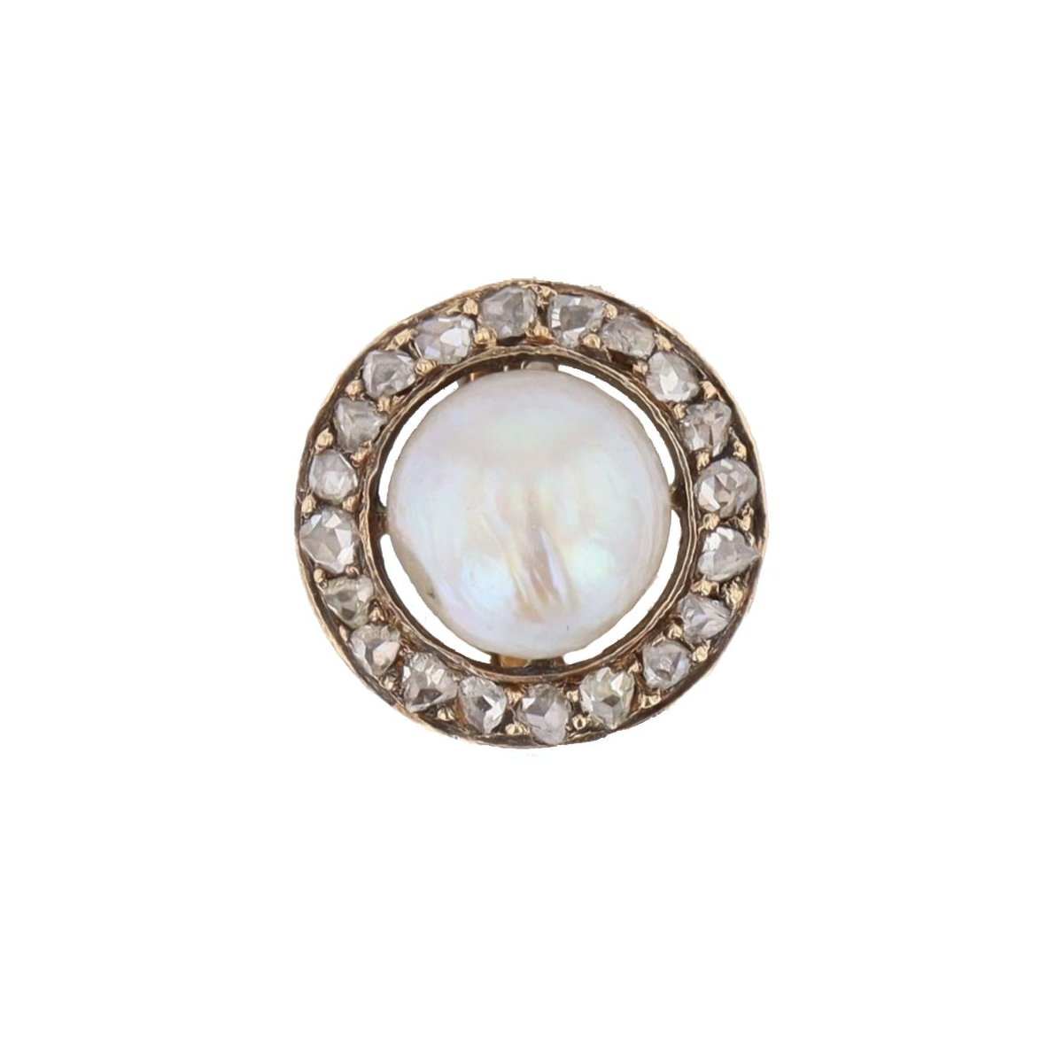 Pendentif ancien rond perle fine diamants