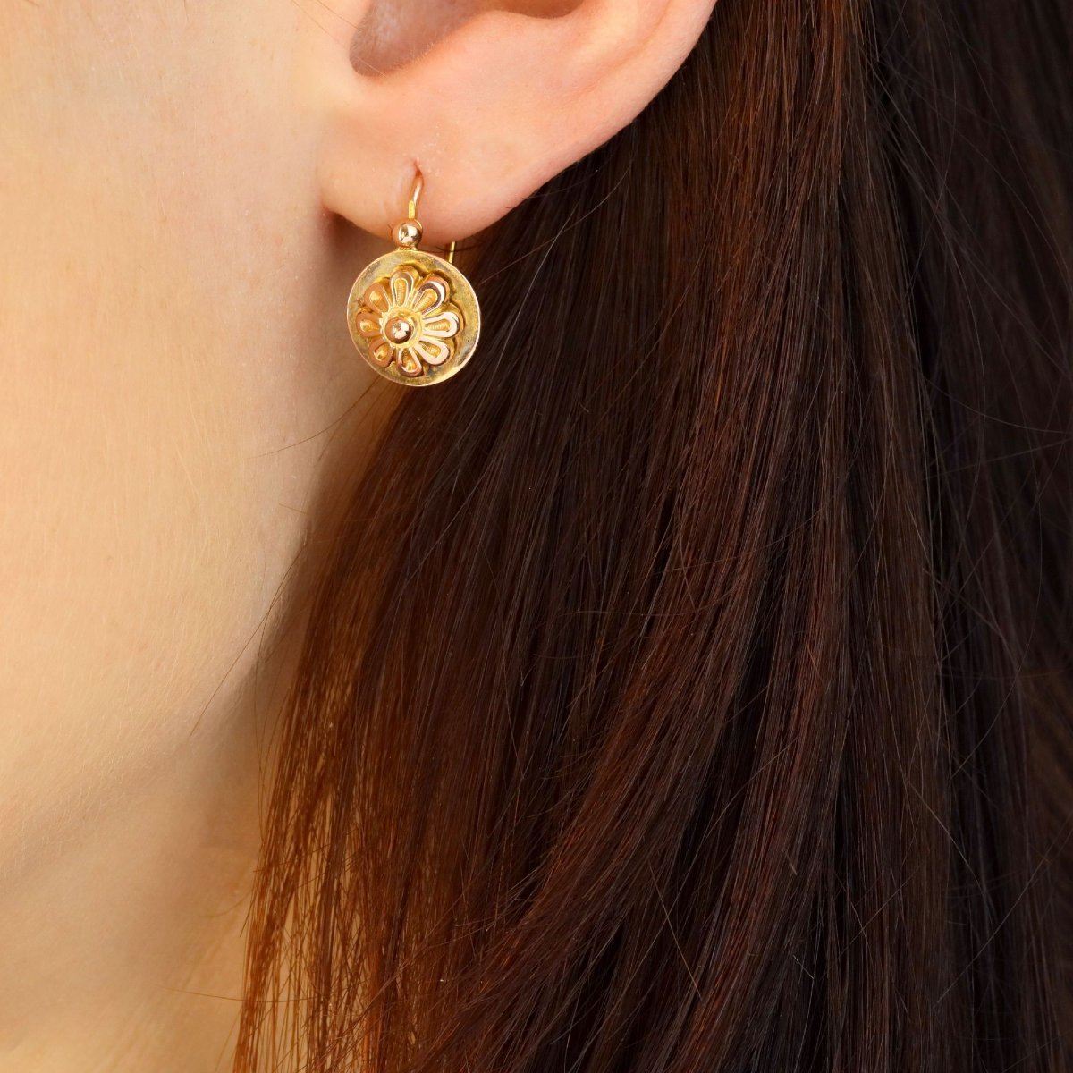 Antique Rose Gold Flower Sleepers-photo-2