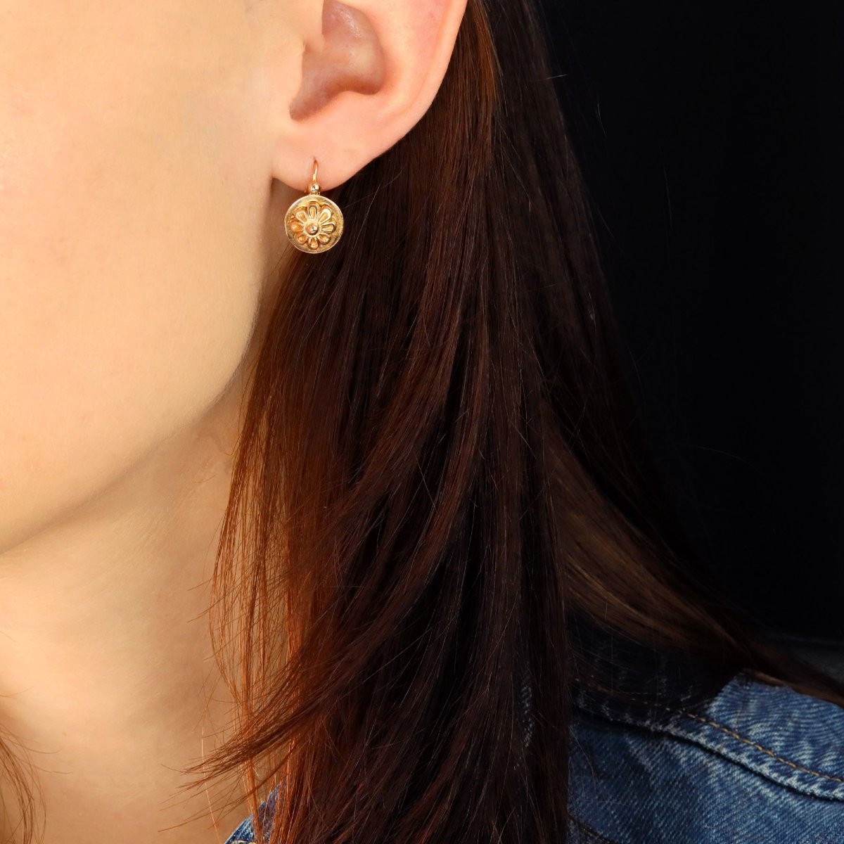 Antique Rose Gold Flower Sleepers-photo-1
