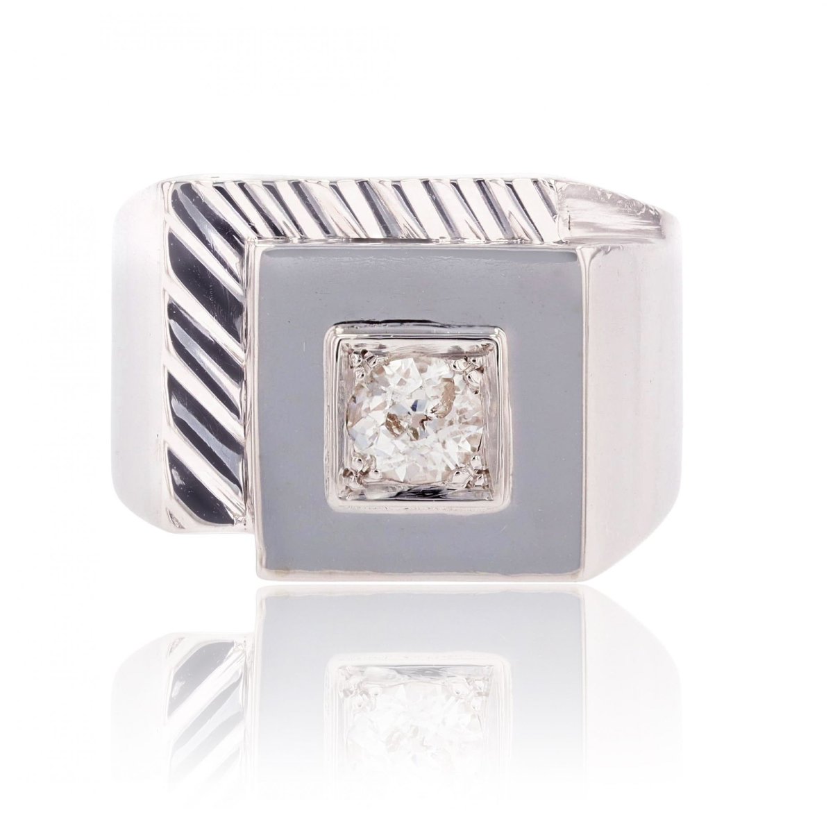 Vintage Platinum Diamond Signet Ring