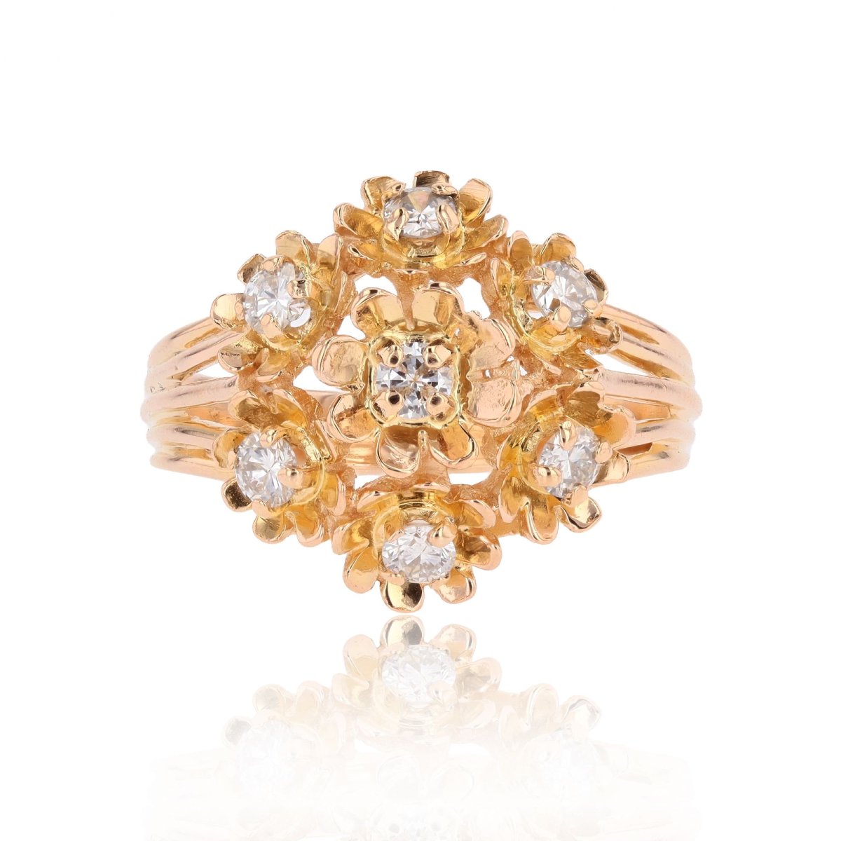 Vintage Yellow Gold Diamond Bouquet Ring