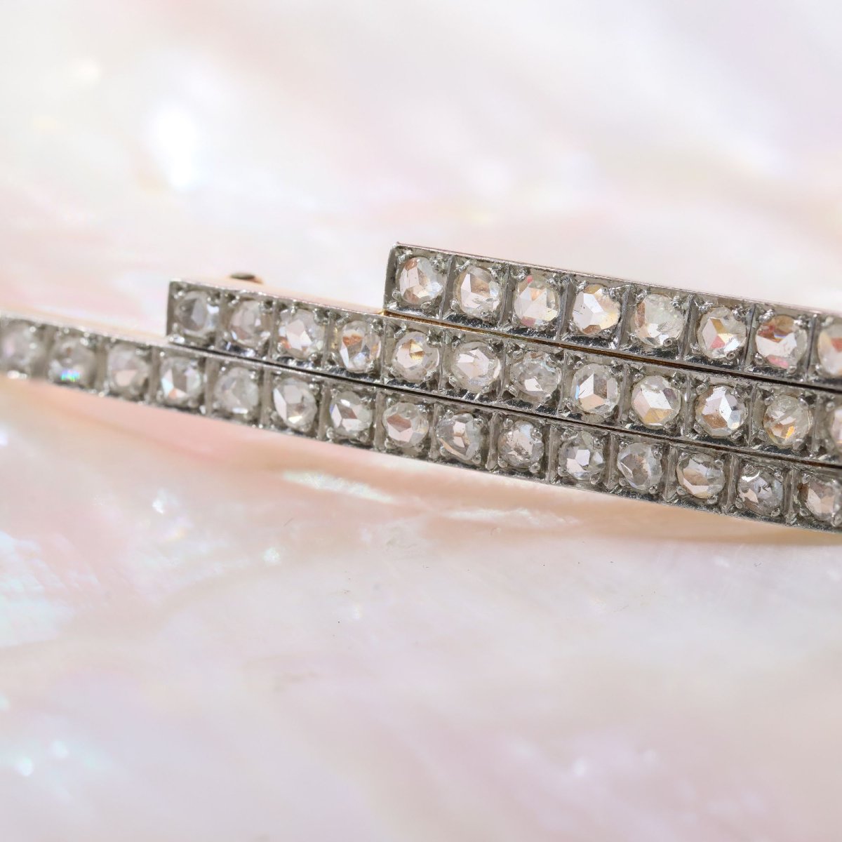 Antique Rose-cut Diamond Lightning Bolt Brooch-photo-2