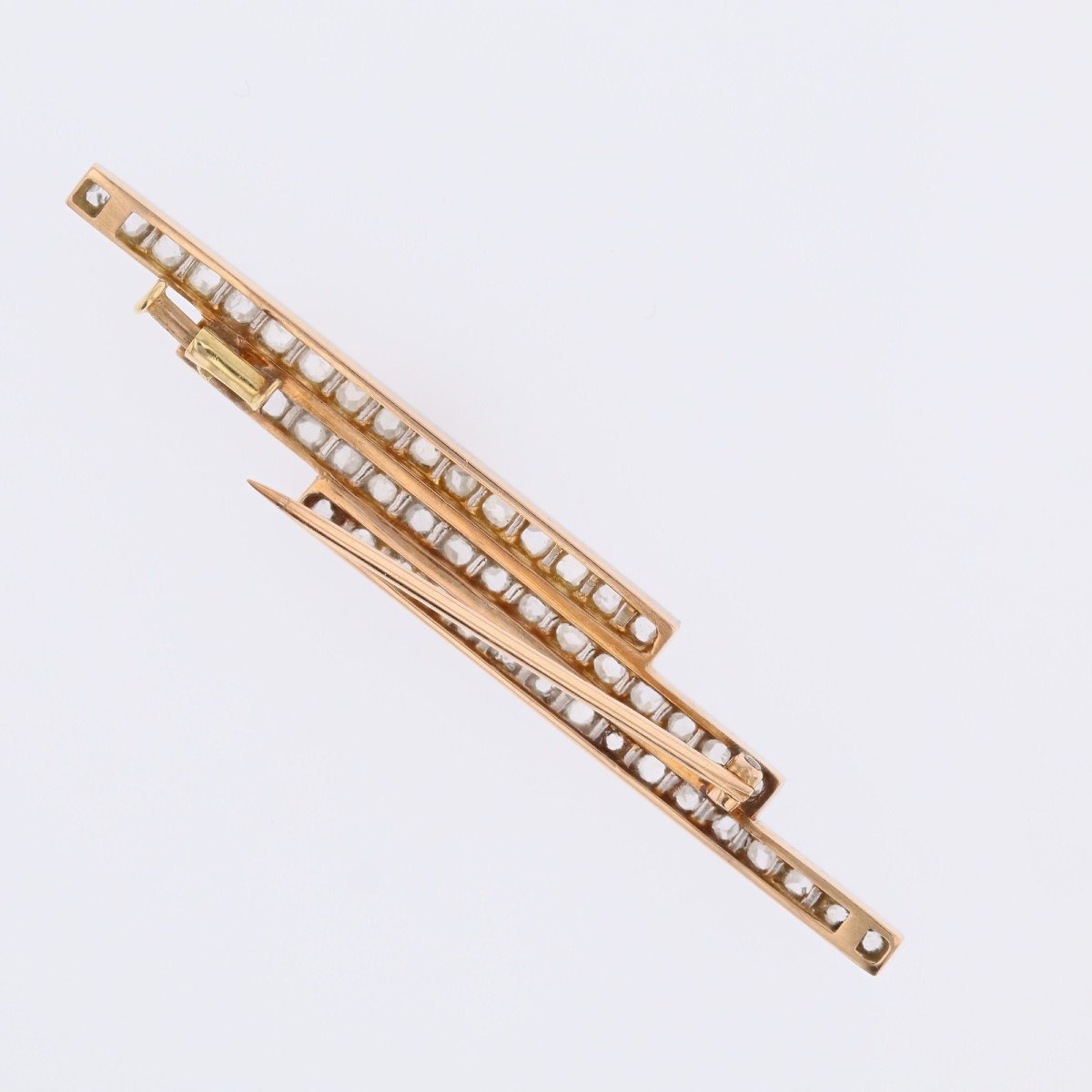 Antique Rose-cut Diamond Lightning Bolt Brooch-photo-4