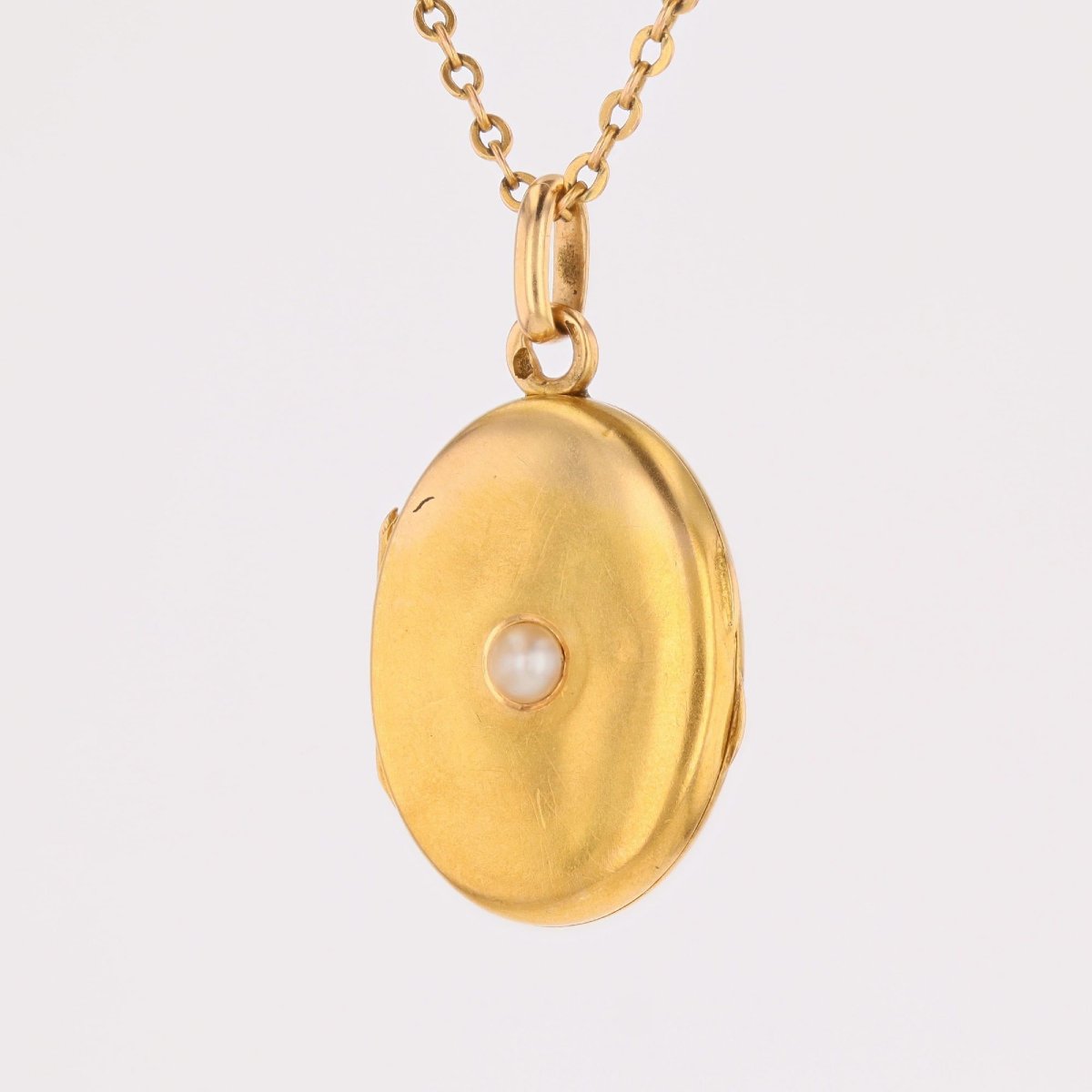 Médaillon ovale or jaune perle fine-photo-4