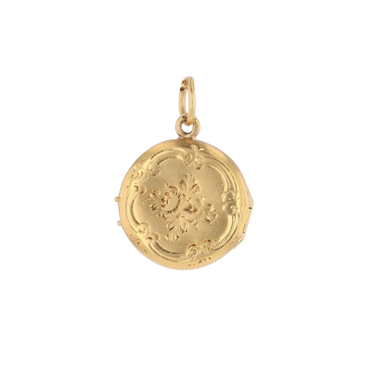 Small, Round, Antique-engraved Yellow Gold Medallion