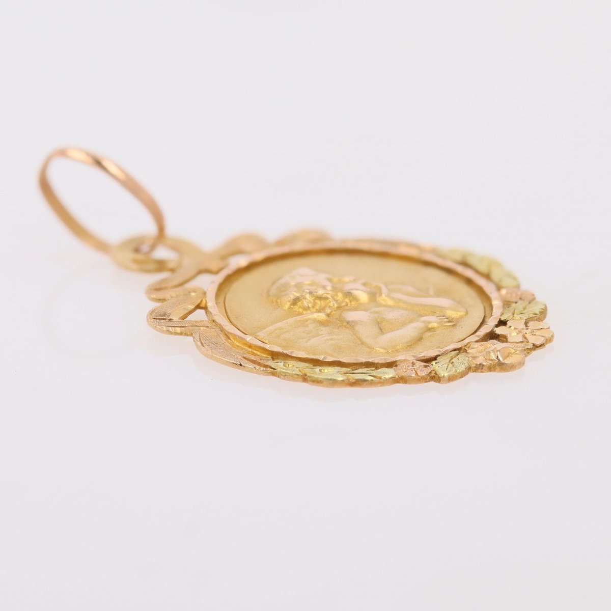 Antique Two-tone Cherub Medal-photo-5