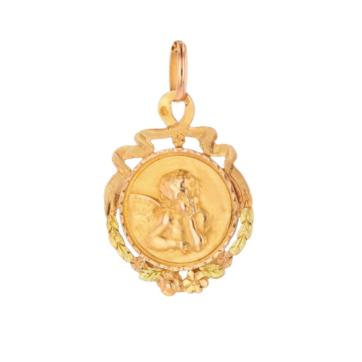 Antique Two-tone Cherub Medal