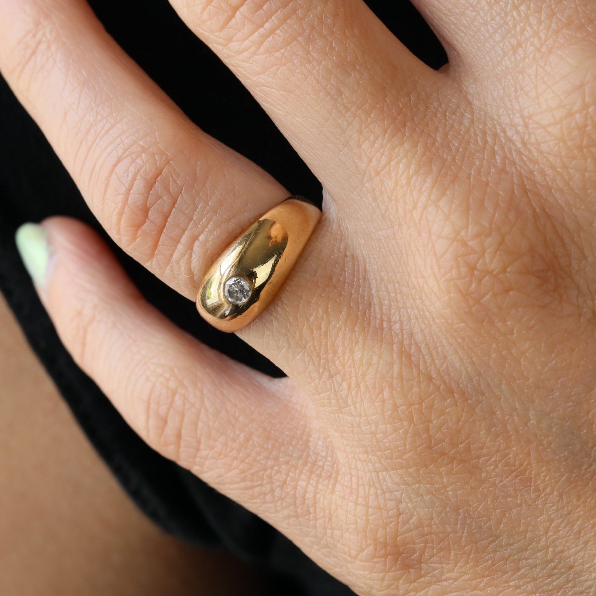 Bague jonc diamant or jaune-photo-2