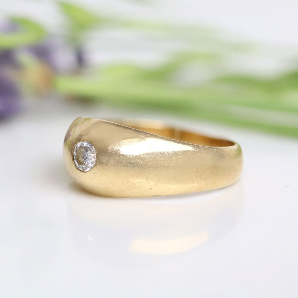 Bague jonc diamant or jaune-photo-2