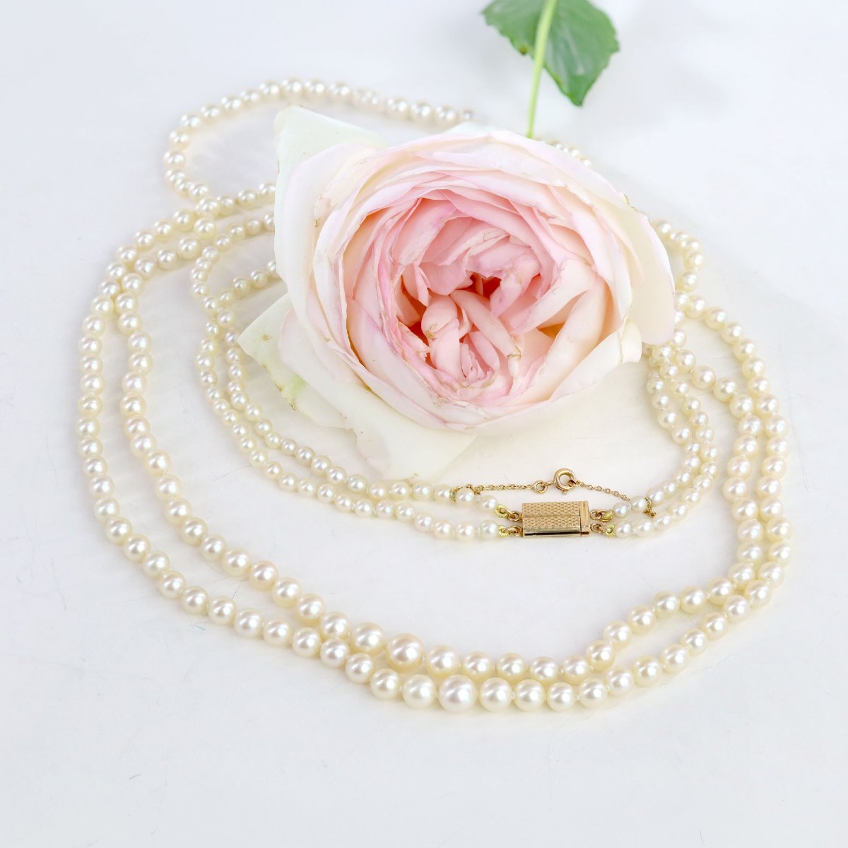 Long collier double rang de perles de culture-photo-3