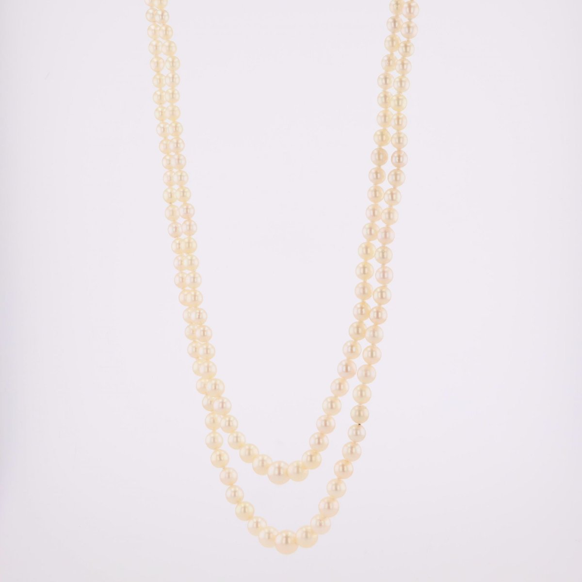 Long collier double rang de perles de culture-photo-1
