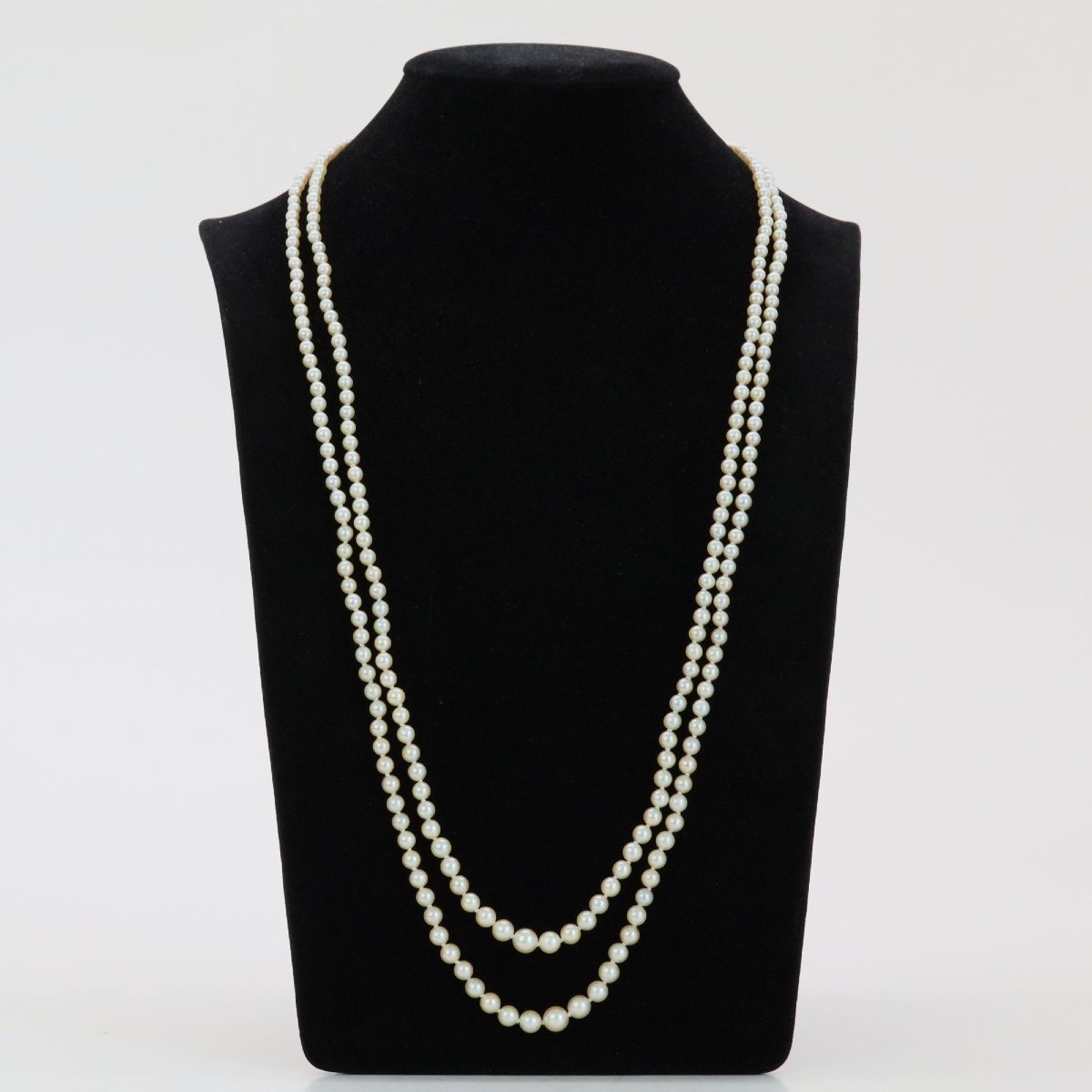 Long collier double rang de perles de culture-photo-2