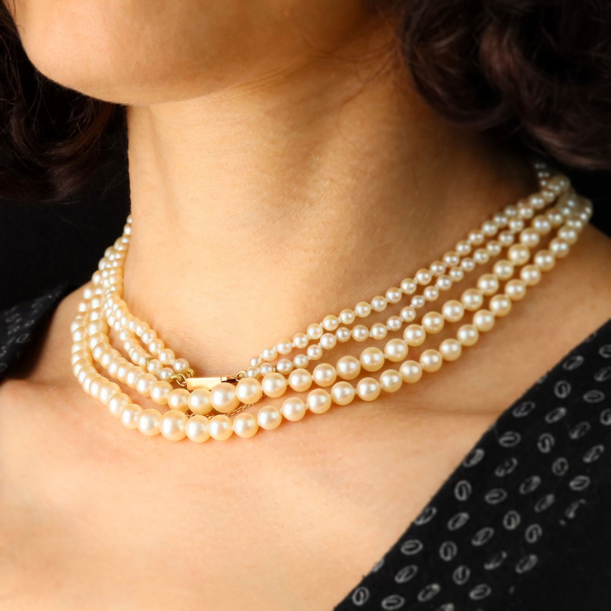 Long collier double rang de perles de culture-photo-5