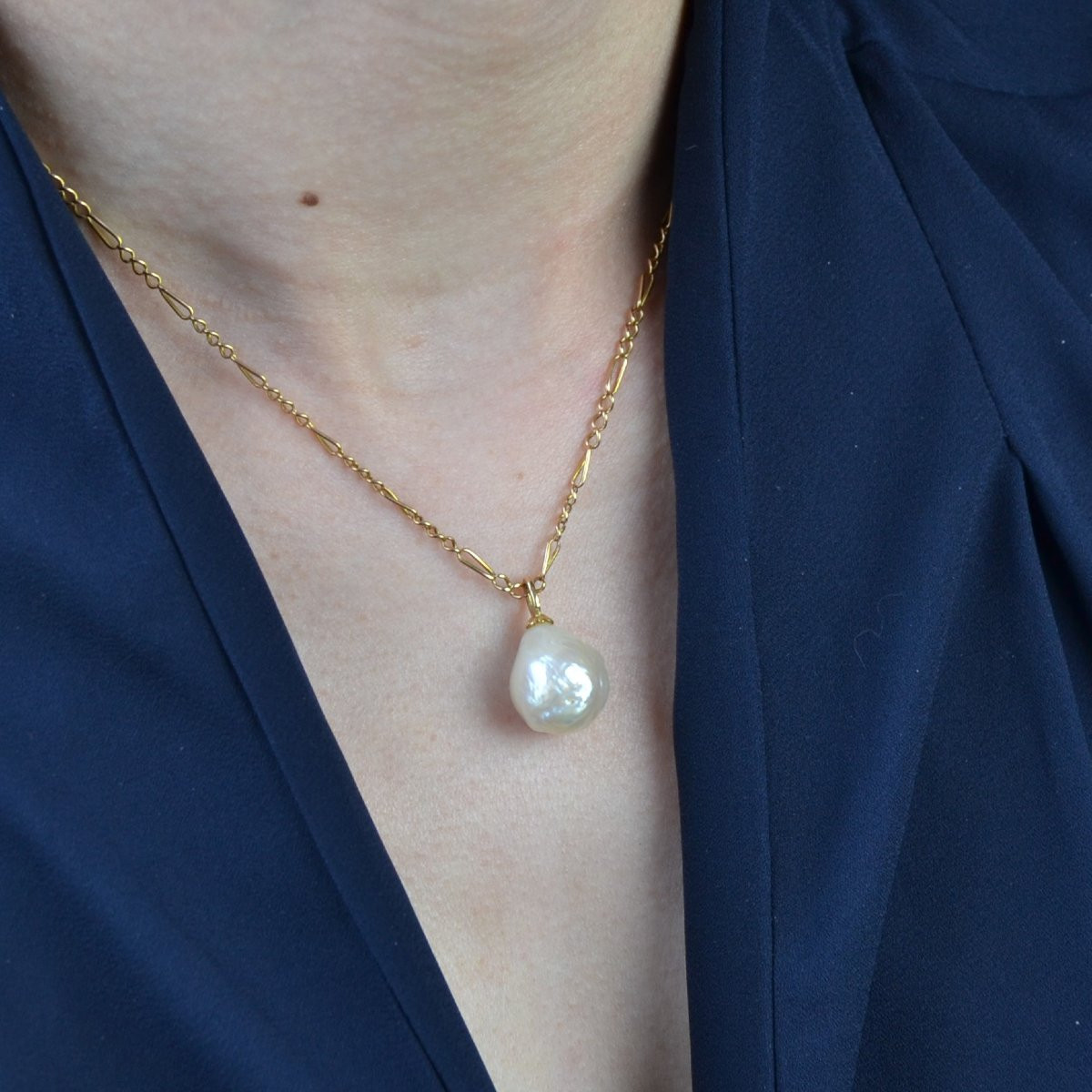 Pendentif Or Et Perle Soufflure-photo-2