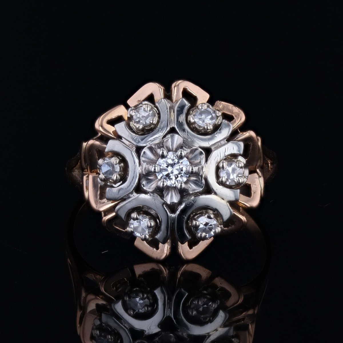 Bague or rose or blanc diamants vintage-photo-1