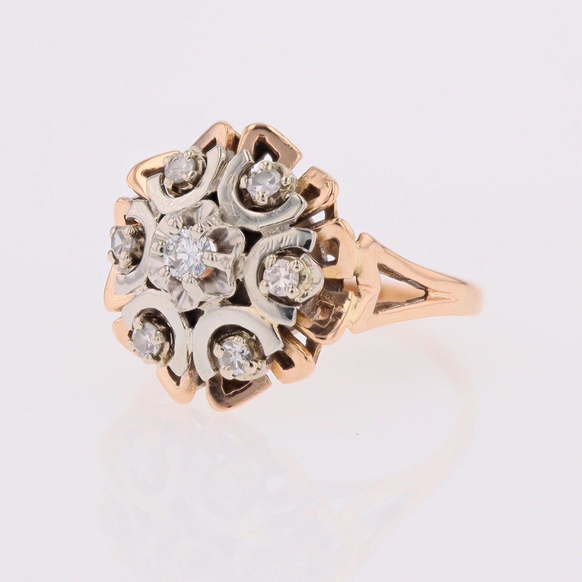 Bague or rose or blanc diamants vintage-photo-4