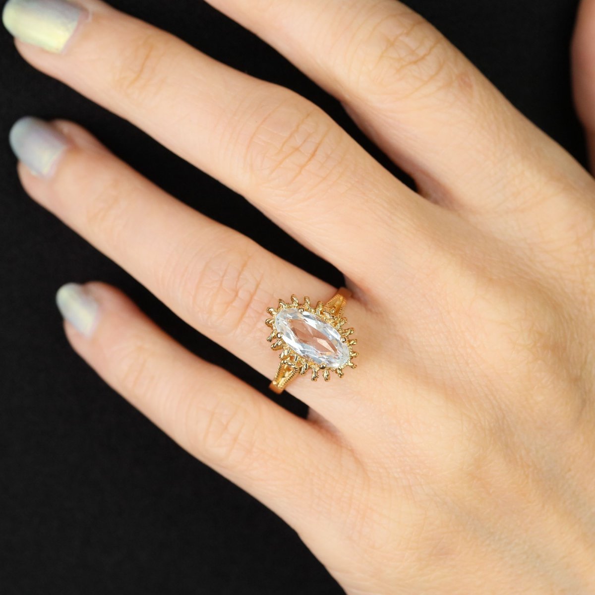 Bague aigue-marine cordelette d'or-photo-2