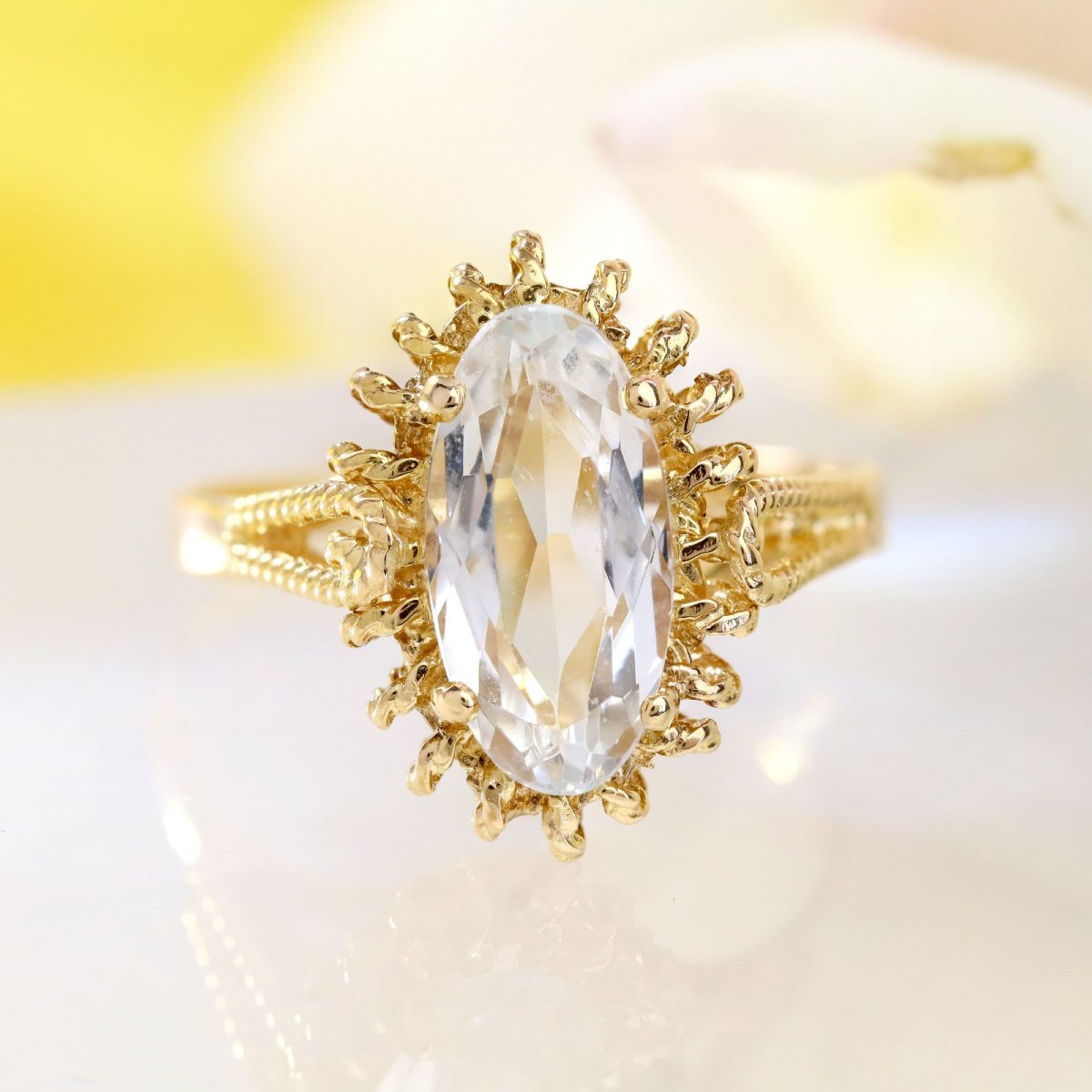 Bague aigue-marine cordelette d'or-photo-3