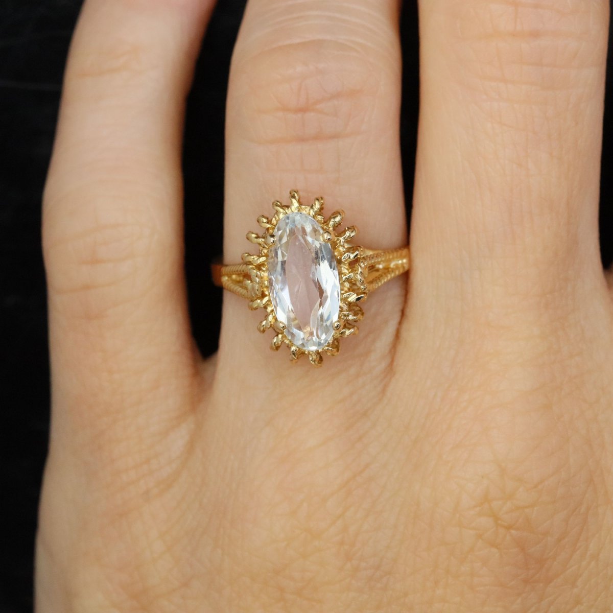Bague aigue-marine cordelette d'or-photo-2