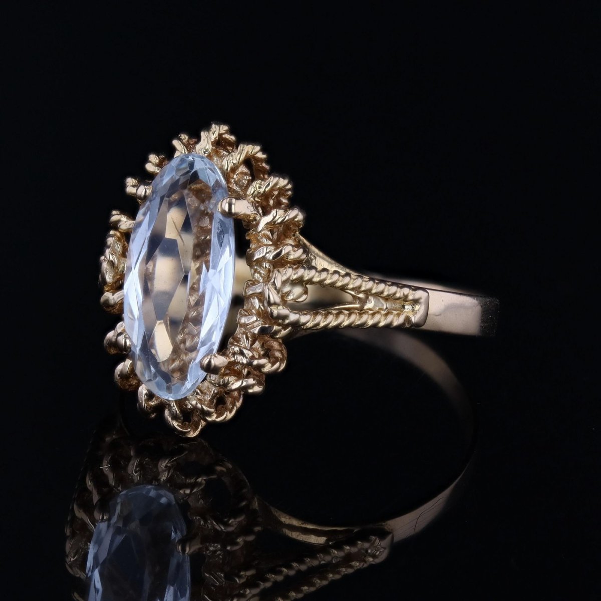 Bague aigue-marine cordelette d'or-photo-3
