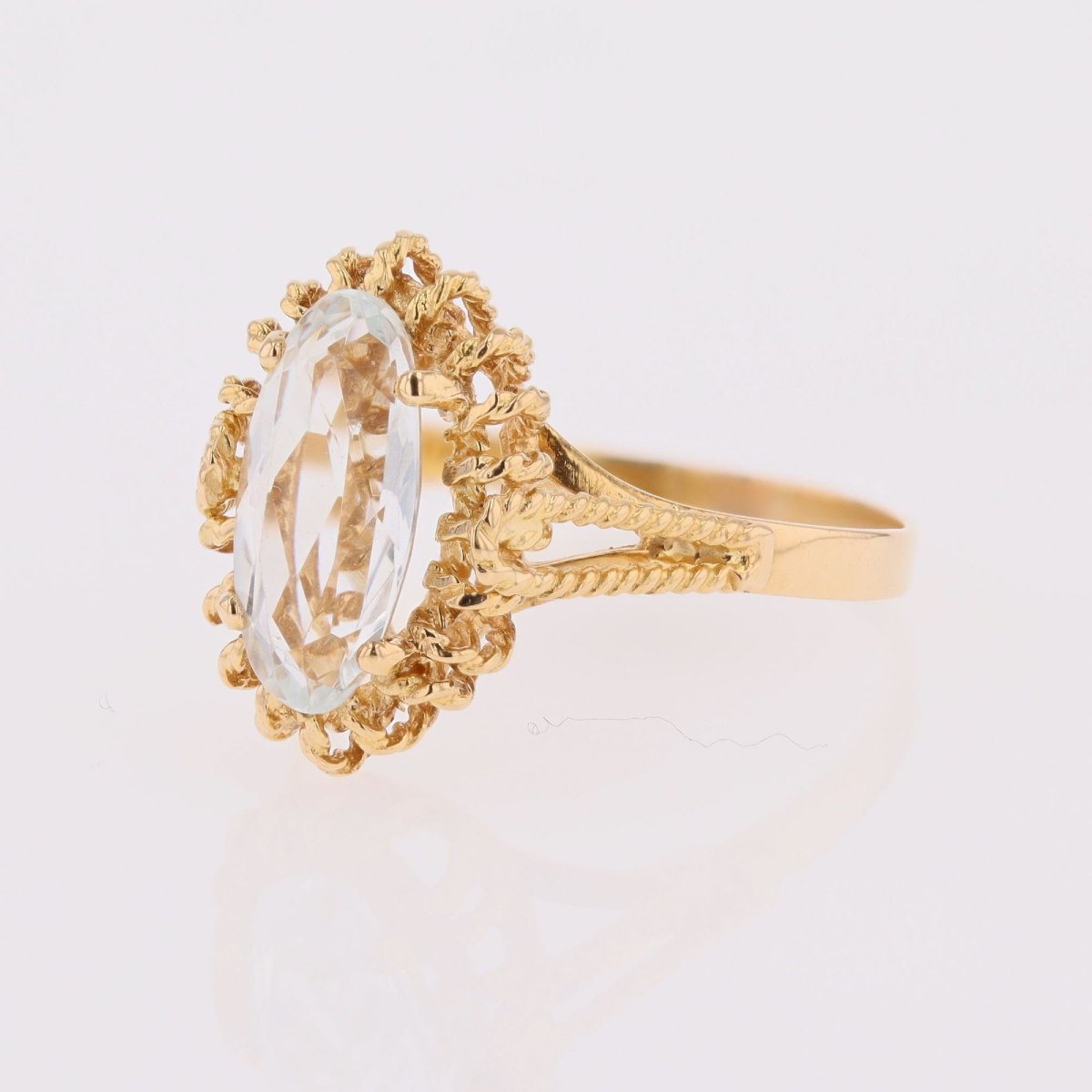 Bague aigue-marine cordelette d'or-photo-4
