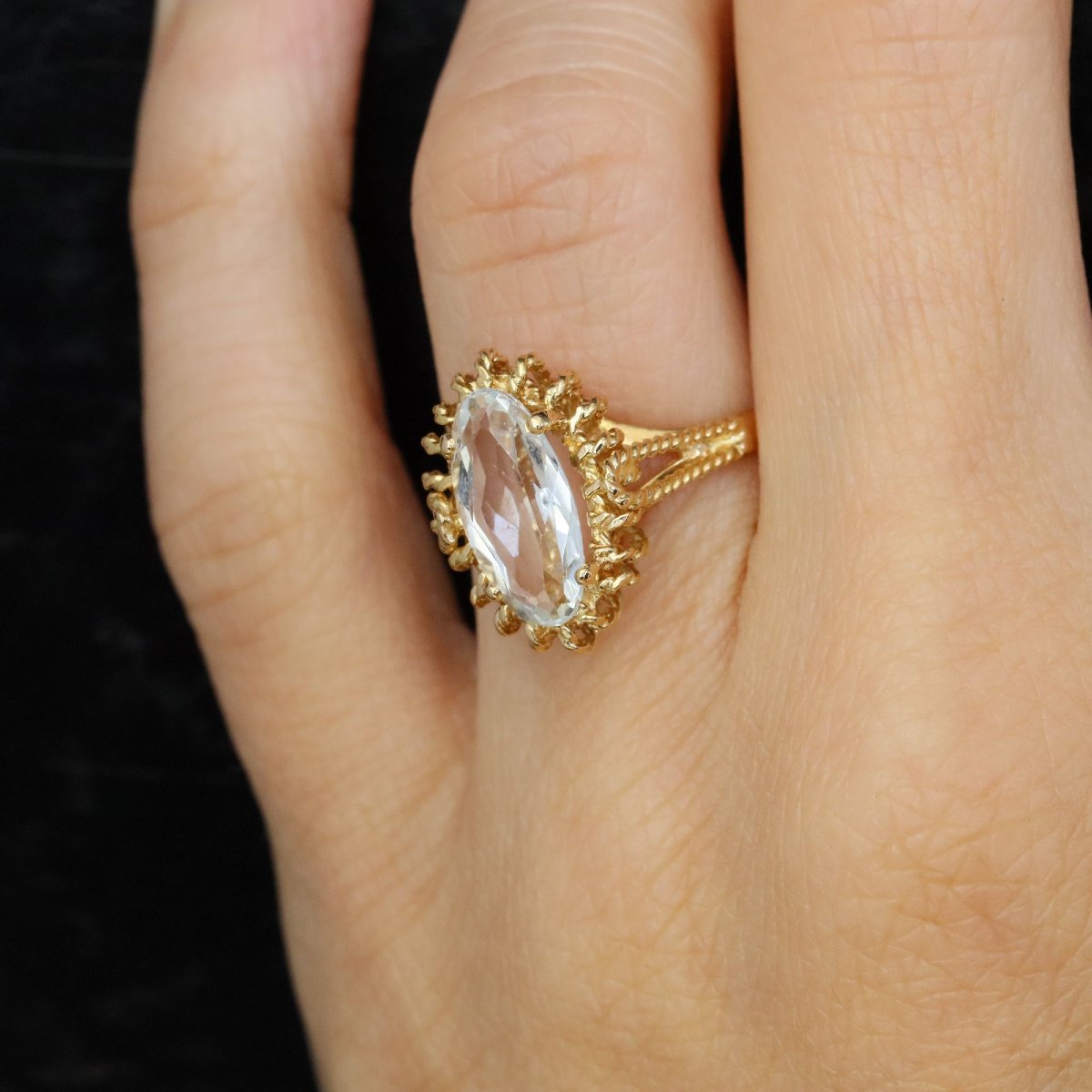 Bague aigue-marine cordelette d'or-photo-6