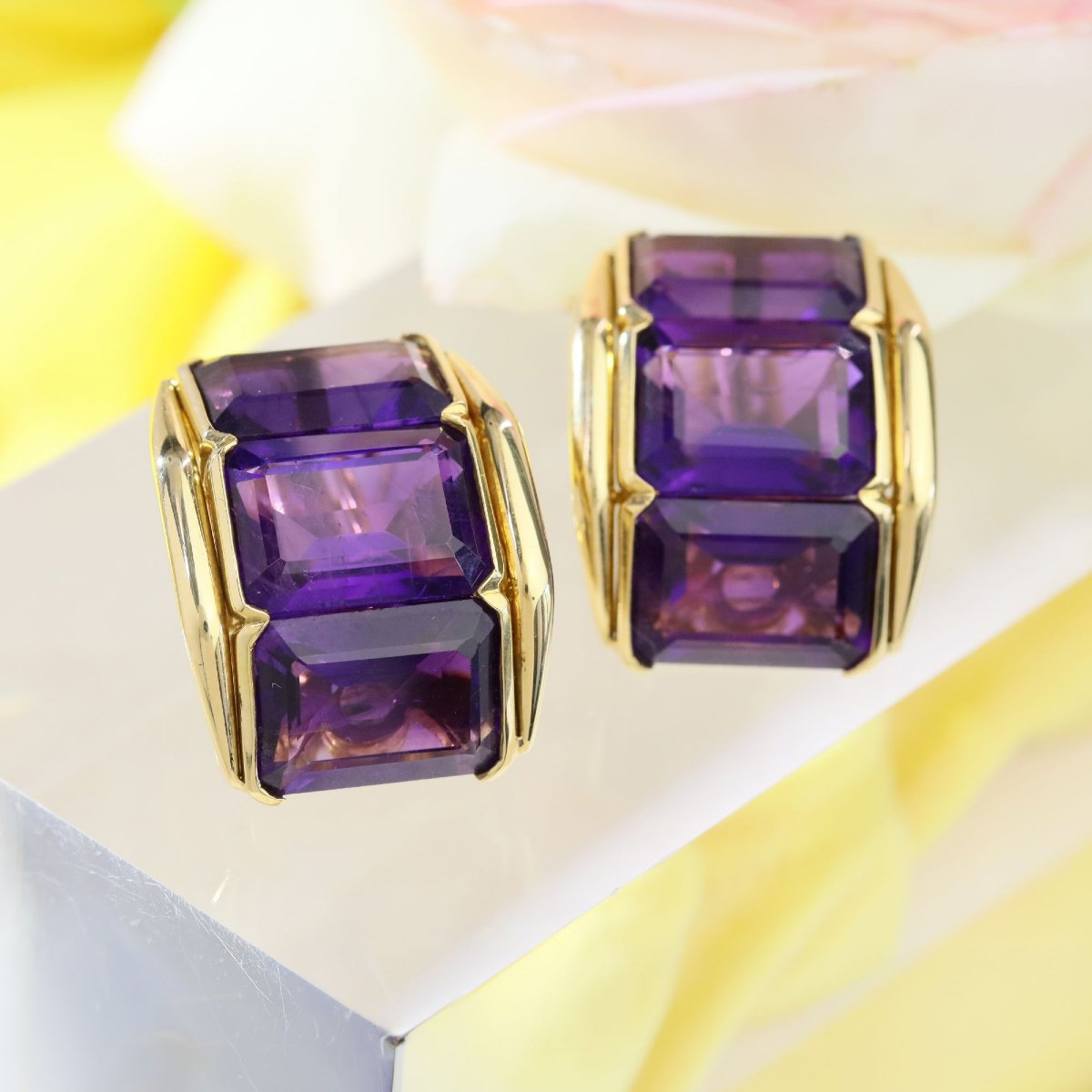 Clips d'oreilles améthystes vintage-photo-1