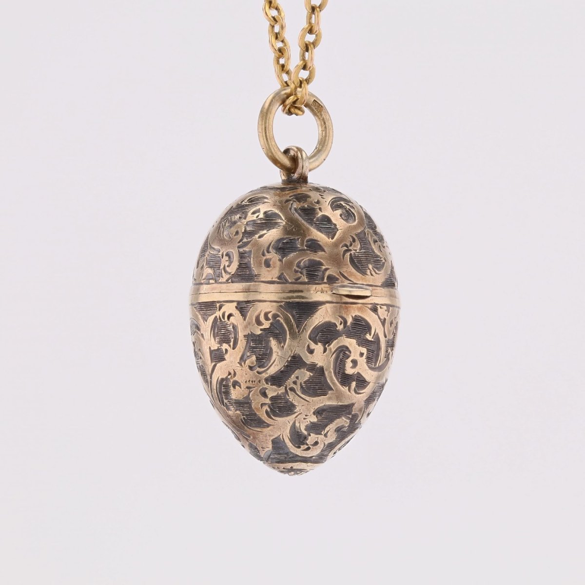 Pendentif œuf ouvrant argent et vermeil-photo-4