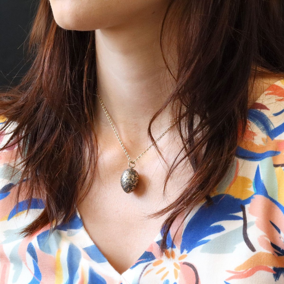 Pendentif œuf ouvrant argent et vermeil-photo-2