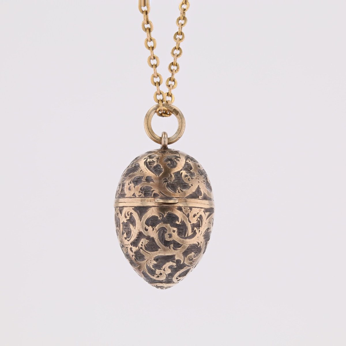 Pendentif œuf ouvrant argent et vermeil-photo-5