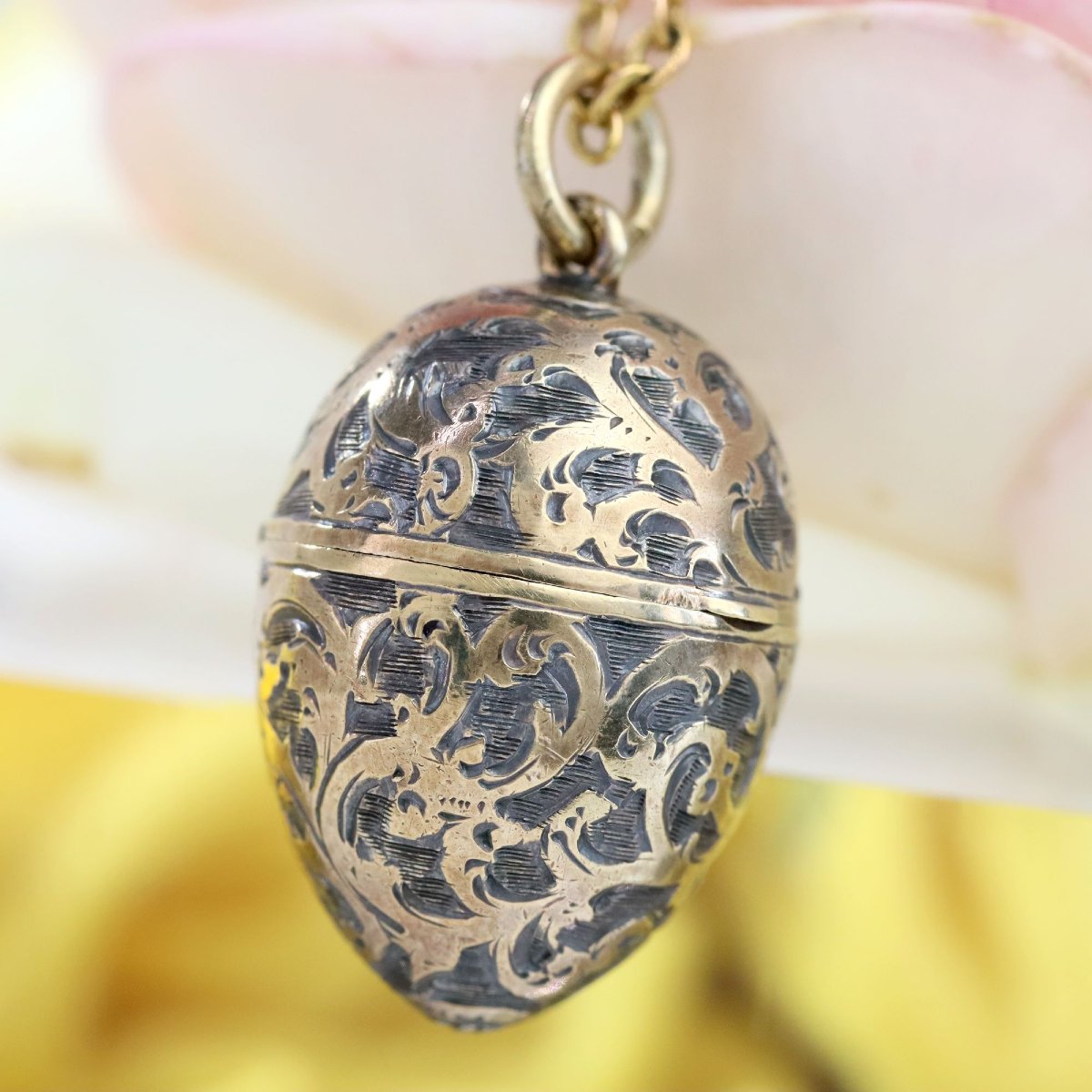 Pendentif œuf ouvrant argent et vermeil-photo-6